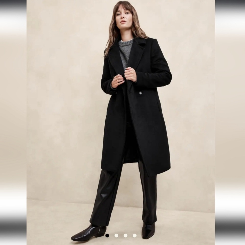 NWT Banana Republic Wool Blend Timeless Topcoat Black XSP